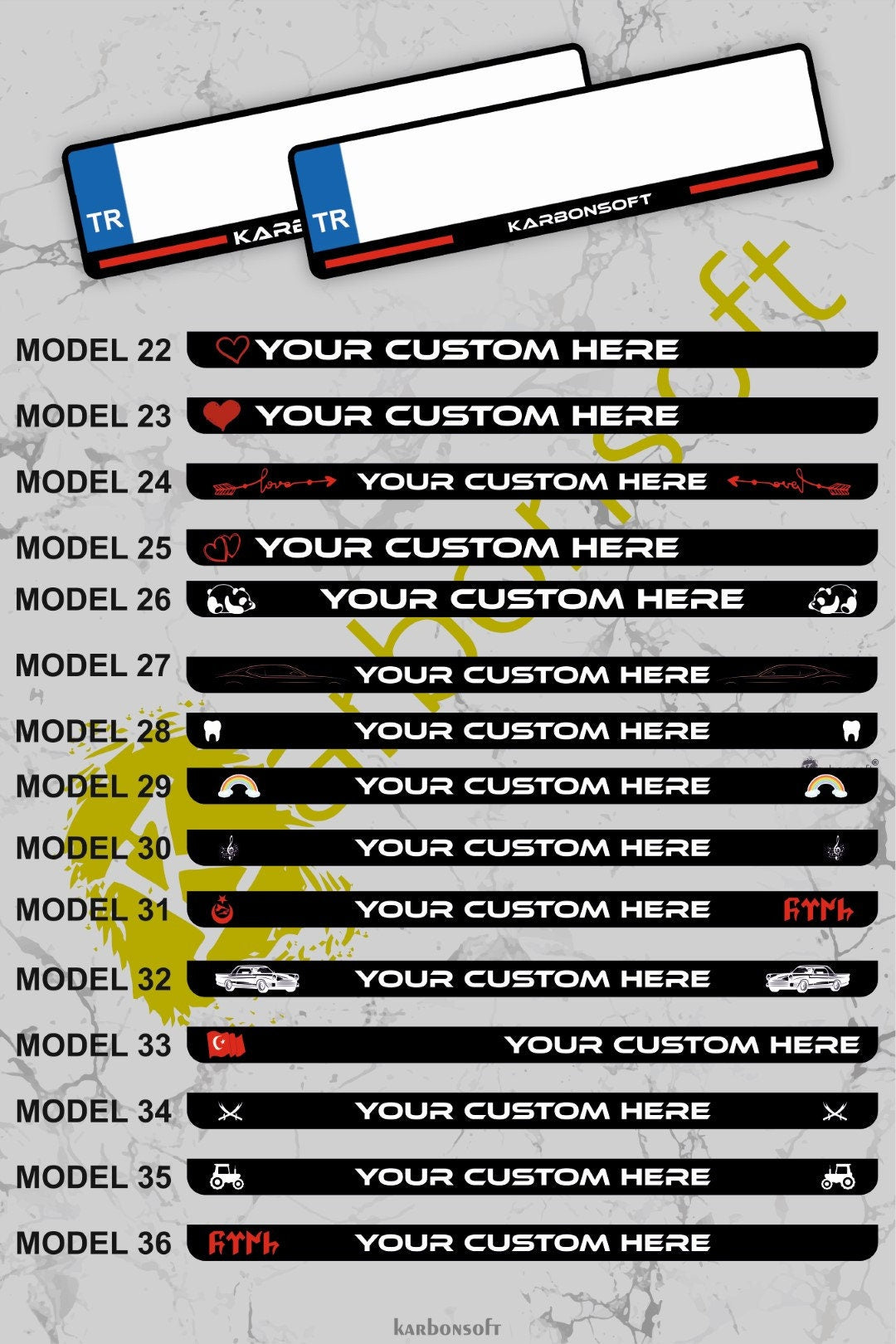 2x Personalized License Plate Frame Holder For Any Car Universal Glossy European Standard High Satisfaction