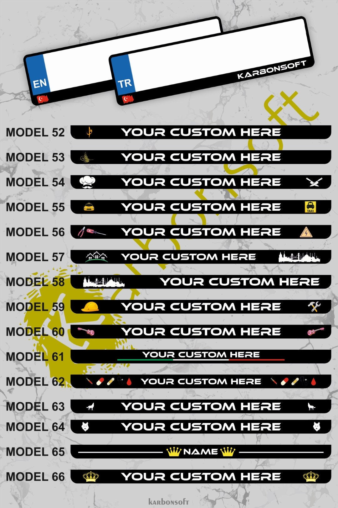 2x Personalized License Plate Frame Holder For Any Car Universal Glossy European Standard High Satisfaction