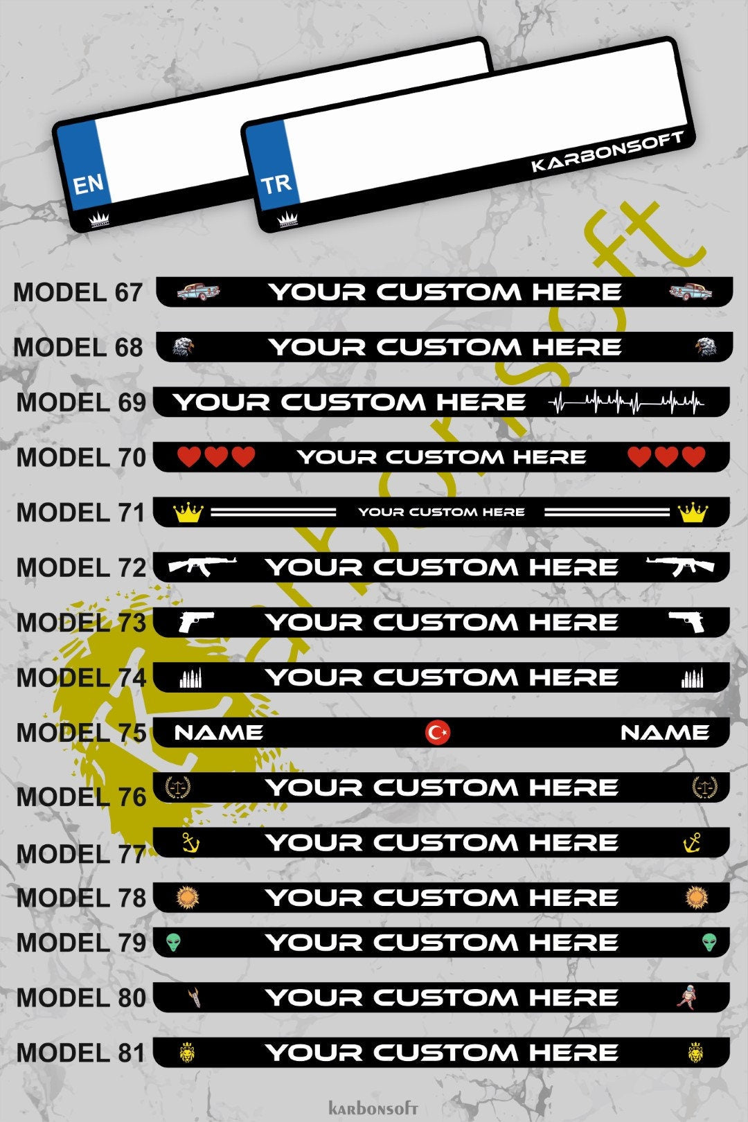2x Personalized License Plate Frame Holder For Any Car Universal Glossy European Standard High Satisfaction