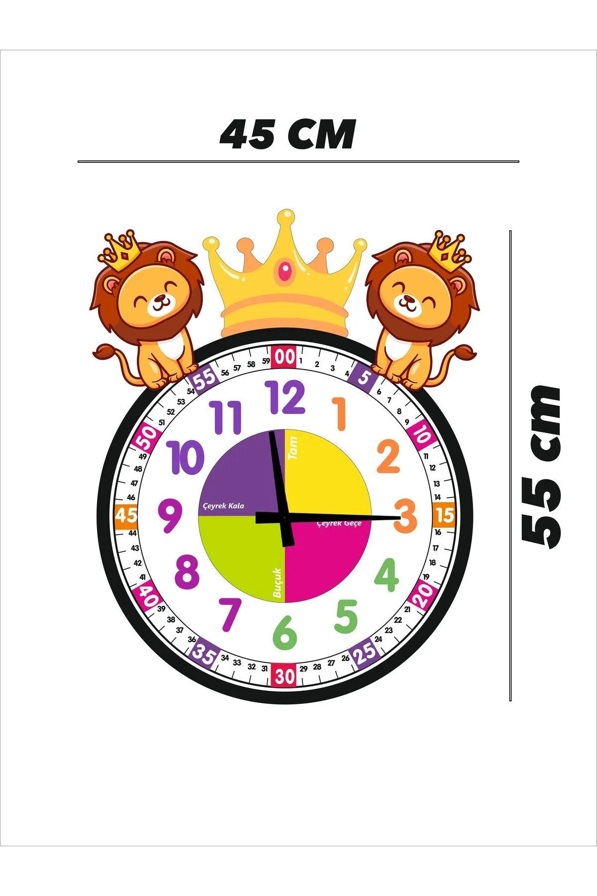 Cute Lion Themed Montessori Children's Room Educational Wall Clock