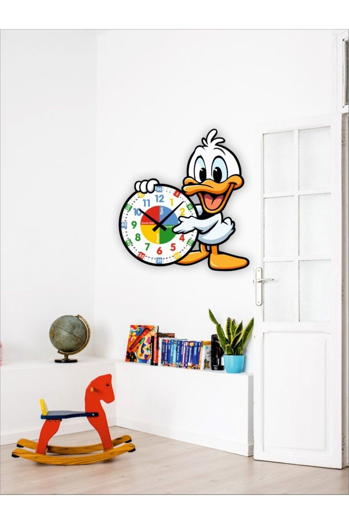 Cute Duck Themed Montessori Children's Room Educational Wall Clock