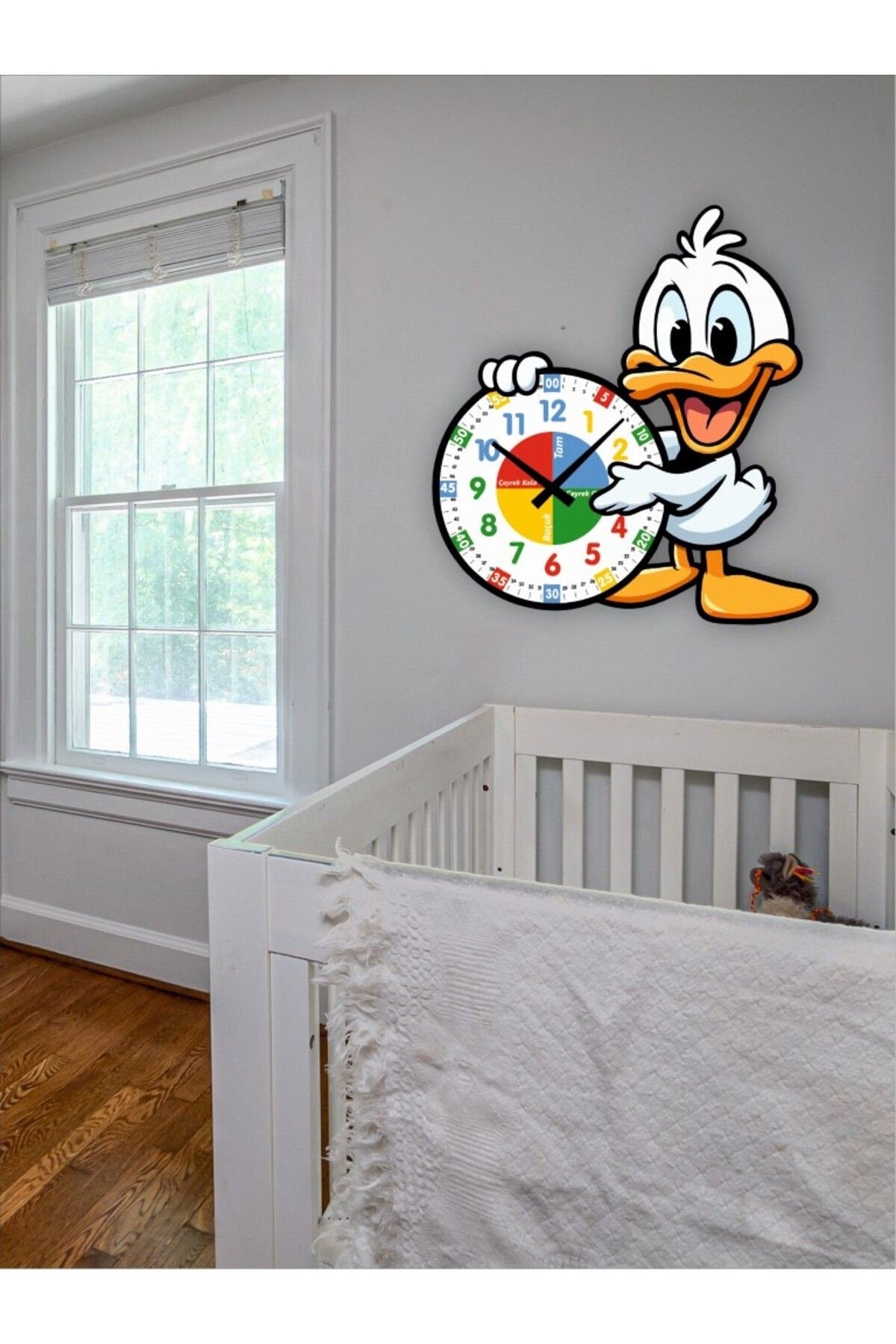 Cute Duck Themed Montessori Children's Room Educational Wall Clock