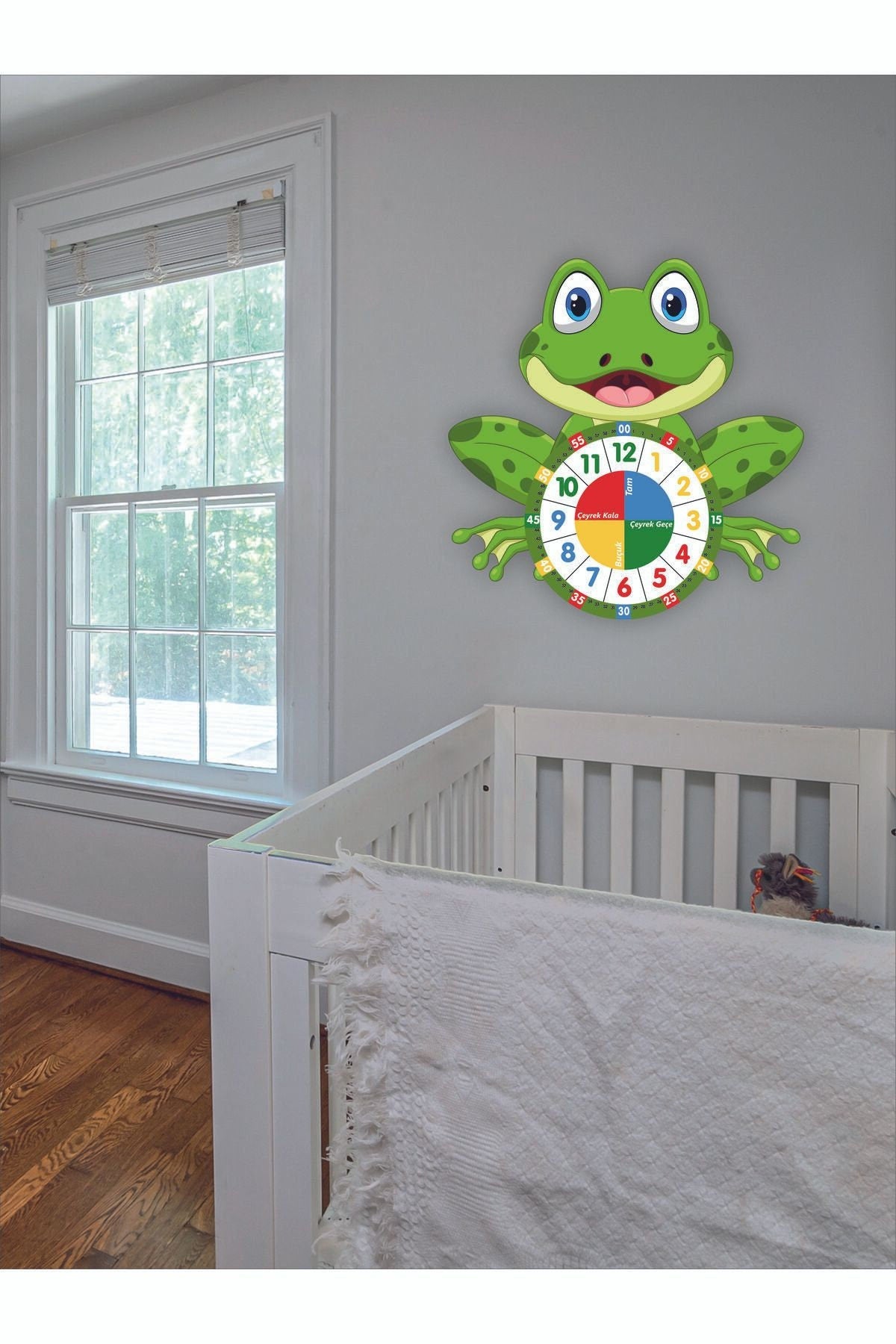 Cute Frog Themed Montessori Children's Room Educational Wall Clock