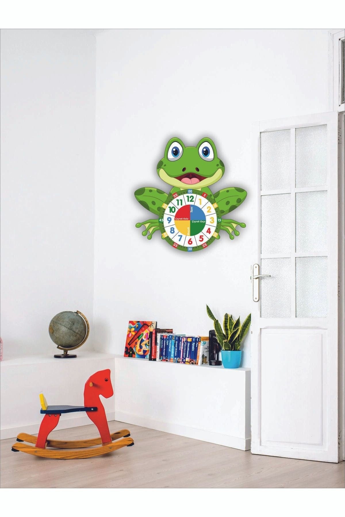 Cute Frog Themed Montessori Children's Room Educational Wall Clock