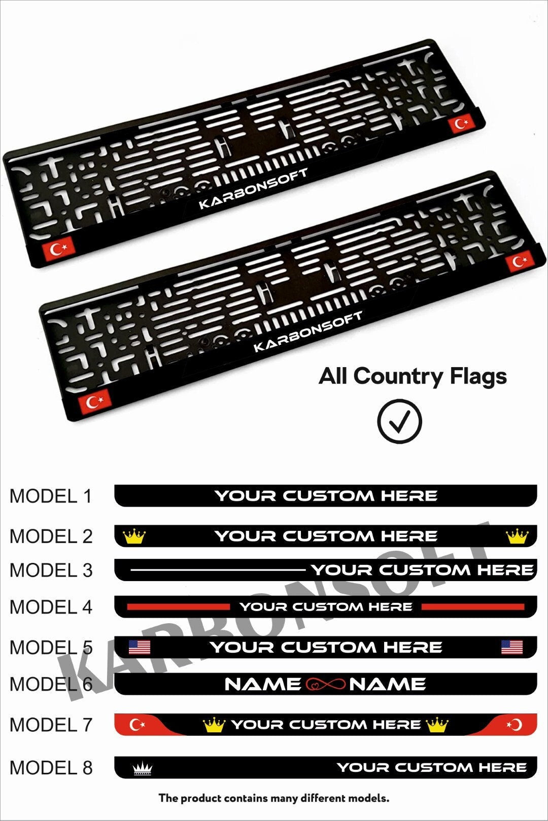 2x Personalized License Plate Frame Holder For Any Car Universal Glossy European Standard High Satisfaction