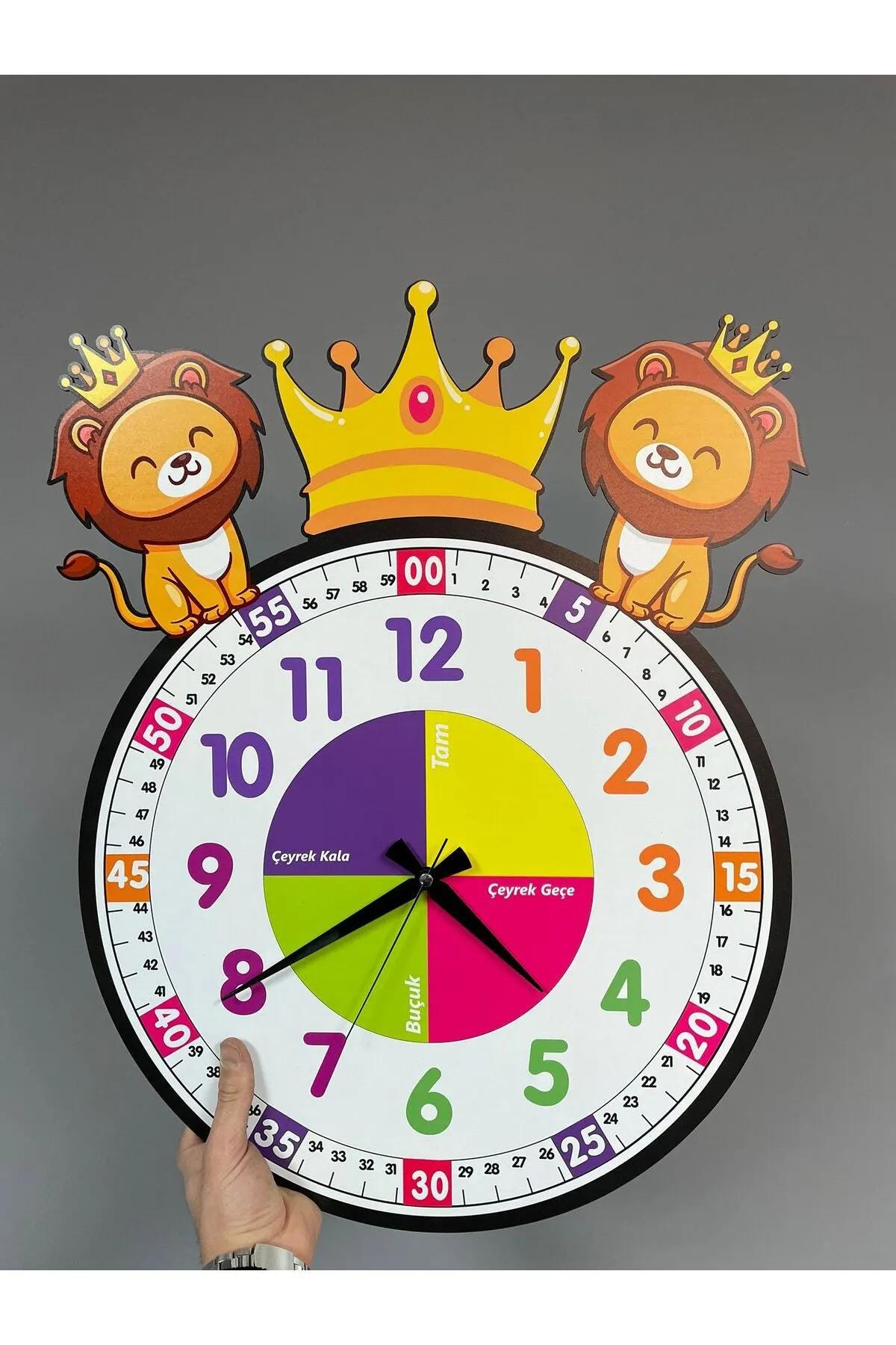 Cute Lion Themed Montessori Children's Room Educational Wall Clock
