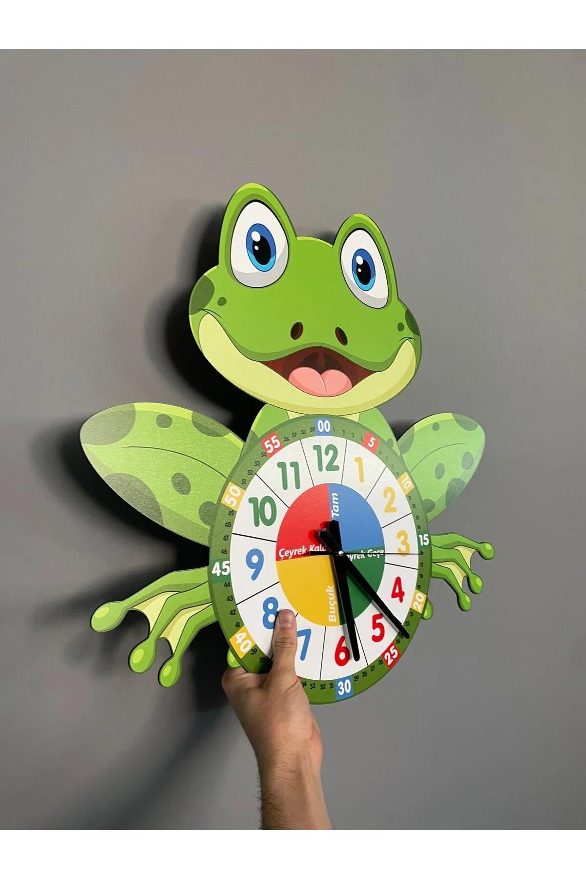 Cute Frog Themed Montessori Children's Room Educational Wall Clock